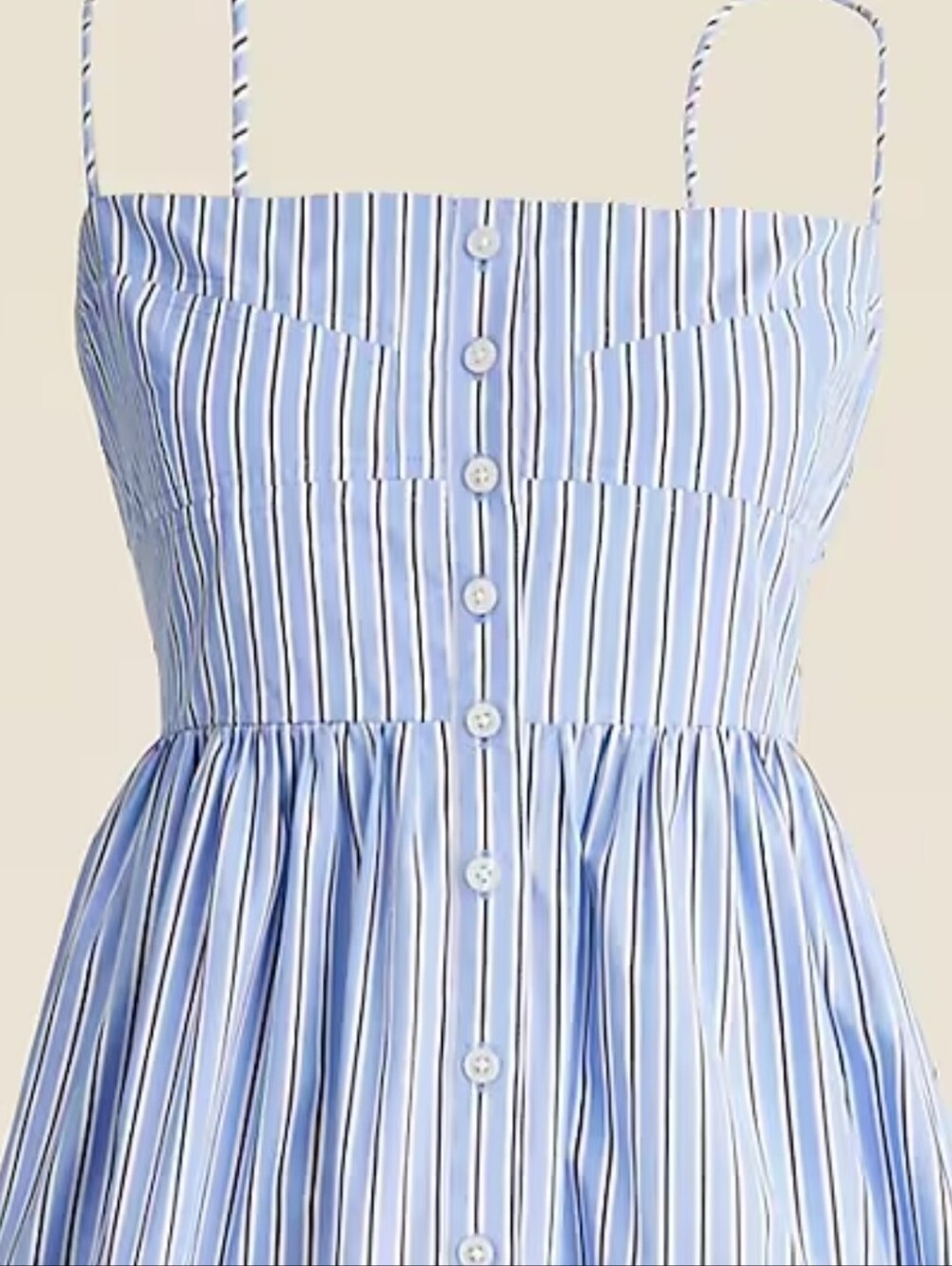 JCrew A-line Midi Blue White Striped Spaghetti Strap Dress Size 12